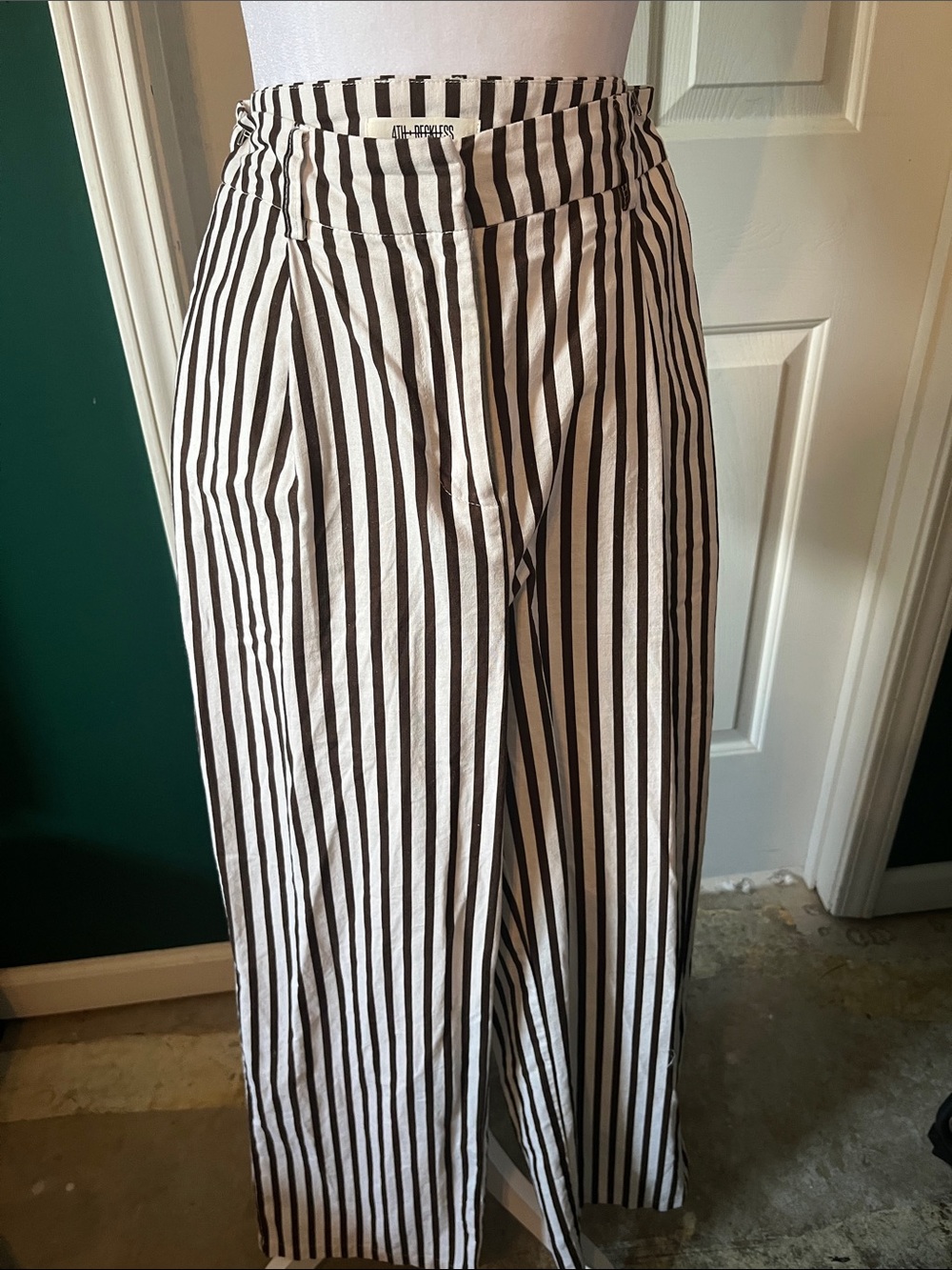 Striped Wide-Leg Pants - Brown& White